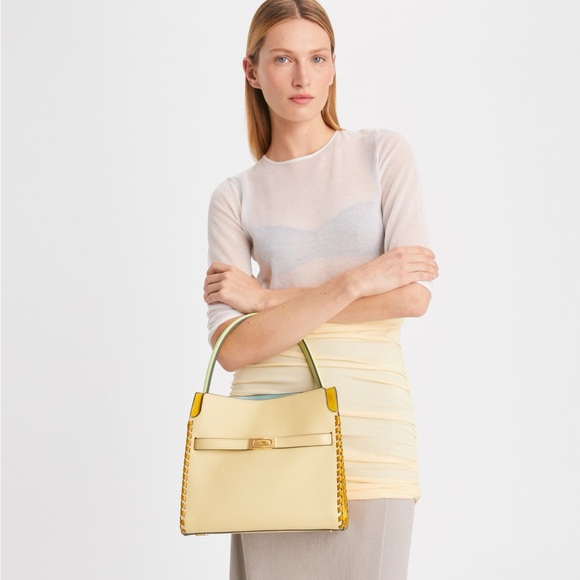 Like new Tory Burch Neutral Small Lee Radziwill Whipstitch Tote Bag $1,498 - Picture 3 of 12